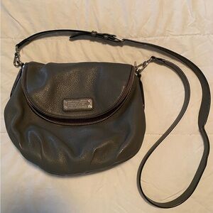 Marc Jacobs Olive Green Leather Crossbody Bag with Brown Trim